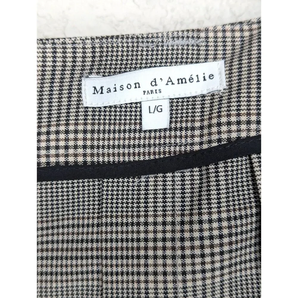 NWT Plaid Preppy Skirt Sz L Academia Brown Black Brittney Spears Pleats Y2K